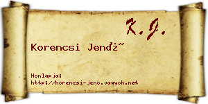 Korencsi Jenő névjegykártya